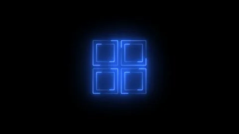 Neon grid view icon blue glowing black background animation Vídeo Stock 289470787