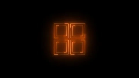 Neon grid view icon brown glowing black background animation Video stock 289470798