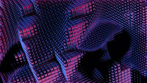 Neon Gridscape: Abstract Digital Art Stock Illustration