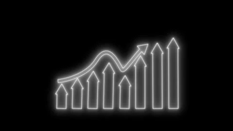 Neon Growing Sales Performance Animation with Business Graph Visualization Stock Footage 337007947