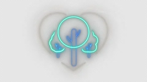 Neon growing tree icon. Line art and icon concept about ESG Video stock 274875220