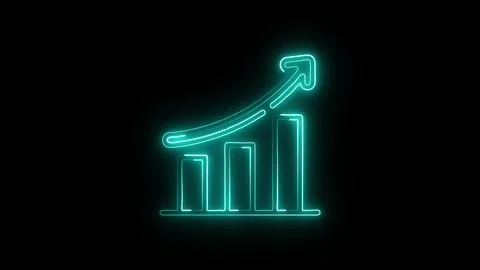 Neon growth chart graphic flickering with rising arrow indicator for financ.. Stock Footage 345548288