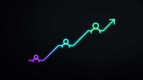 Neon growth chart with human icons representing career advancement and busi.. Stock Footage 344861965