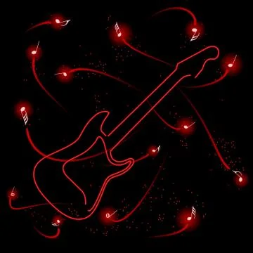 Neon guitar background Stock Illustration
