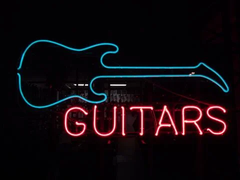 Neon Guitars 스톡 사진
