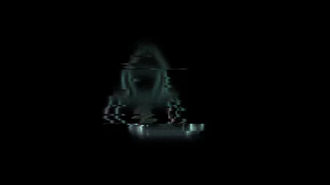 Neon hacker icon animation appearing on black background Stock Footage 339782516
