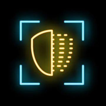 Neon half tone shield showing vulnerability in digital world Stock Illustration