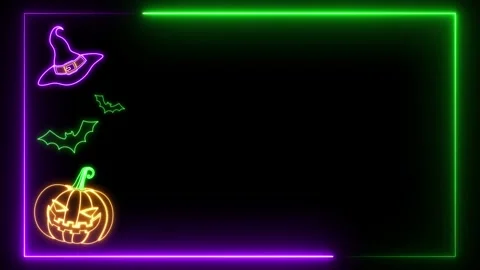 Neon Halloween Elements Frame Stock Footage 253501136