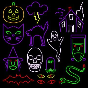 Neon Halloween Stock Illustration