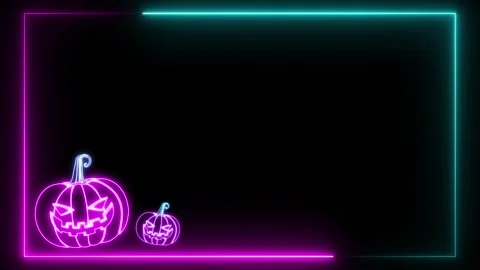 Neon Halloween Pumpkins Frame Stock Footage 251465300