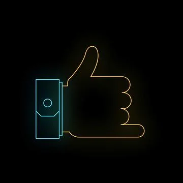 Neon hand communicating call me gesture line art Stock Illustration