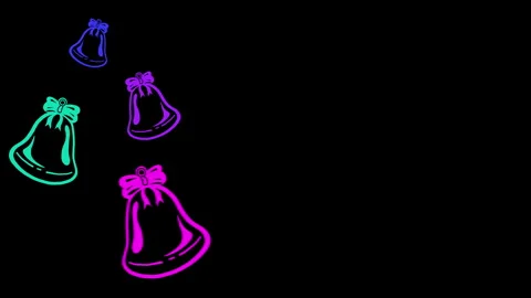 Neon Hand Drawn Bells Stock Footage 260100743