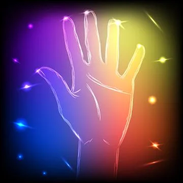 Neon Hand Five Ilustração Stock