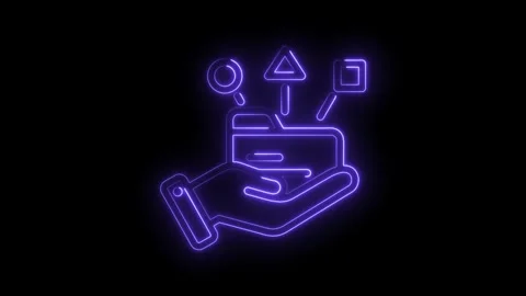 Neon hand holding digital data folder with shapes digital data management Stock Footage 330781939