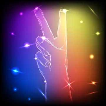 Neon Hand Peace Stock-Illustration