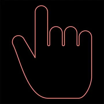 Neon hand point select declare index finger forefinger for click concept push Ilustración de archivo