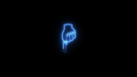 Neon Hand Pointer Pointing toward Down Direction 4k Resolution Motion Graph.. Stock Footage 310319725