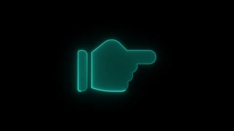 Neon hand pointing gesture animation glowing cyan light graphic isolated on.. Stock Footage 345549621