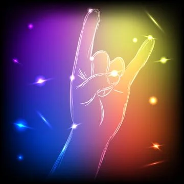 Neon Hand Rock Stock Illustration