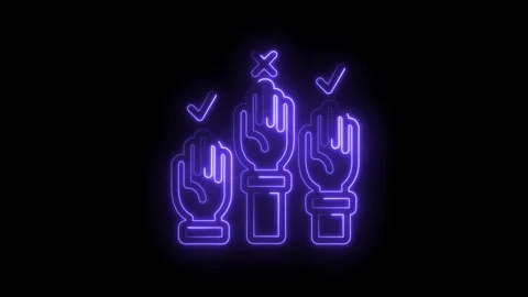 Neon hands voting yes or no choice decision agreement confirmation or rejecti Stock Footage 312311295