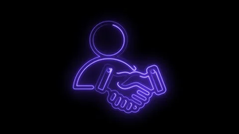 Neon handshake animated icon symbolizing partnership collaboration and agre.. Stock Footage 345998929