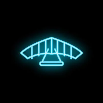Neon hang gliding icon representing extreme sports and adventure Stock Illustration