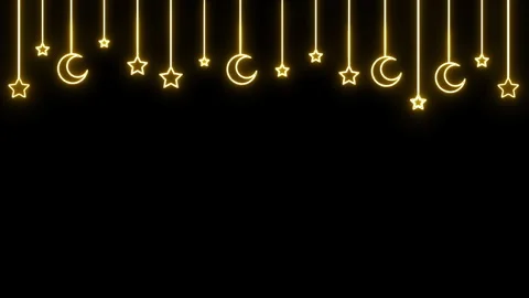 NEON HANGING MOON STARS RENDER Stock Footage 255201208