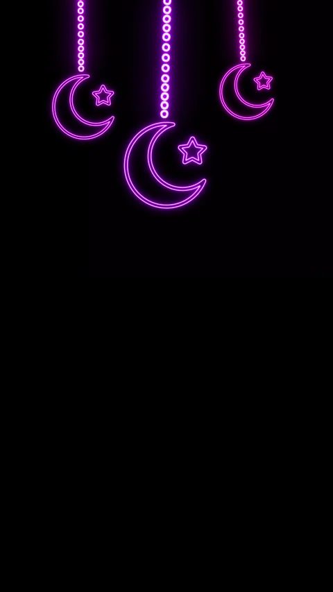 NEON HANGING MOON VERTICAL Stock Footage 266928702