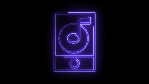 Neon hard disk drive outline on black background glowing storage device Stock Footage 322957497