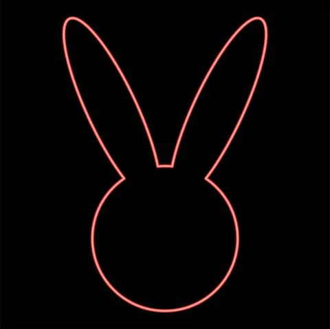 Neon hare or rabbit head red color vector illustration flat style image Stock Illustration