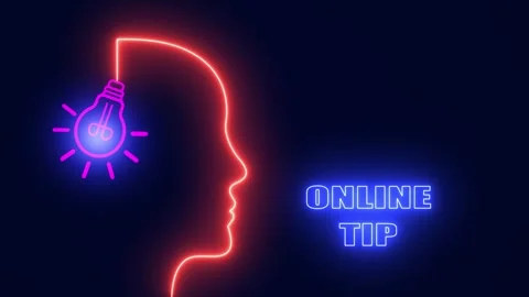 Neon Head Bulb Idea Digital Networking Creativity Concept Stock-Footage 328390505
