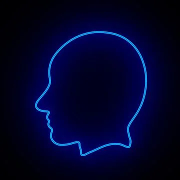 Neon head on dark background. 3D illustration Ilustración de archivo