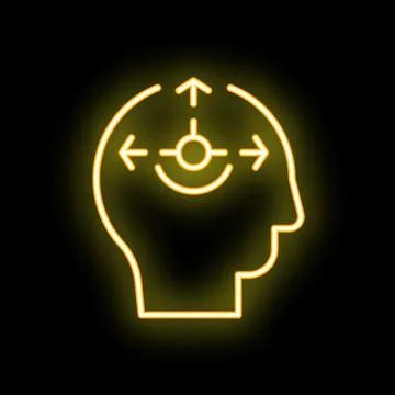 Neon head thinking about decision making process イラスト素材