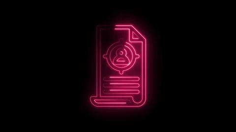 Neon headhunting document concept on black background for human resources and Stock Footage 322957315