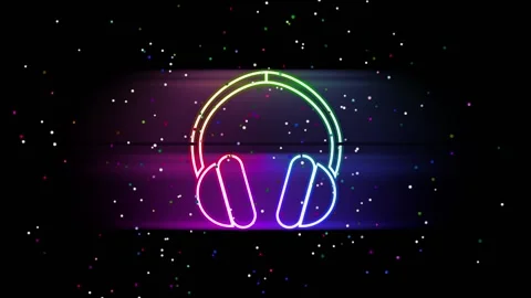 Neon Headphones Stock Footage 221959071