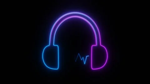Neon headphones loop animation on a black background Stock Footage 276384407