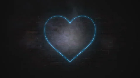 Neon Heart with a background of brick wall Stock Footage 58388171