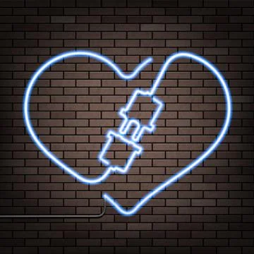 Neon heart on a brick wall イラスト素材
