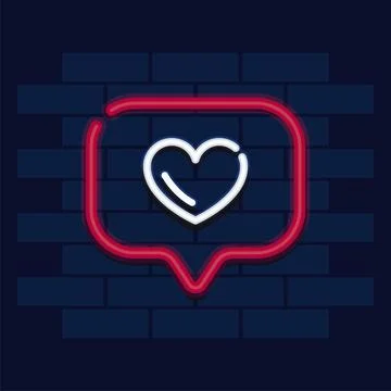 Neon heart in chat icon. Vector Stock Illustration