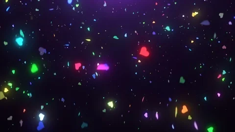 Neon Heart Confetti Stock Footage 99134176