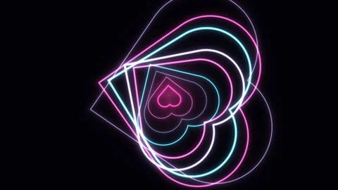 Neon Heart Geometric Frame Animation Seamless Loop Stock Footage 342698730