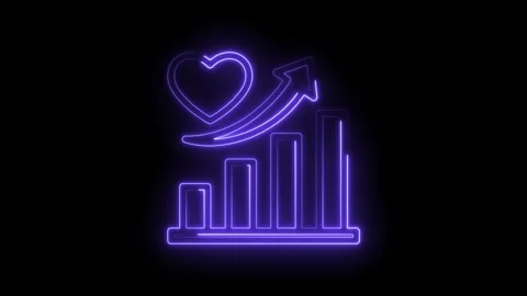 Neon heart graph bar rising arrow success growth finance business concept Stock Footage 333959784