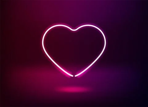 Neon heart icon. 3d vector illustration Stock Illustration