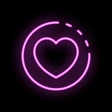 Neon heart loading on black background showing concept of love Stock Illustration