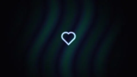 Neon heart shape on dark background with subtle wave Stock Footage 338227608