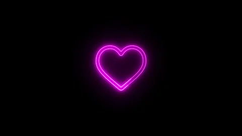 Neon heart shape glowing on black background Video stock 327760606