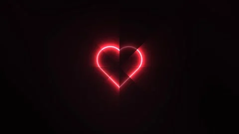 Neon heart shape glowing in a dark space Video stock 338298252