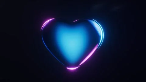 Neon heart shape glows with vibrant blue and pink light on dark background 스톡 동영상 327114447