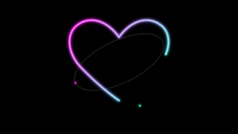Neon Heart Shape with Orbiting Dots Animation Video stock 336704387