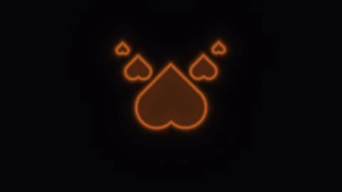 Neon heart shapes with light elements on a dark background Stock Footage 337940571